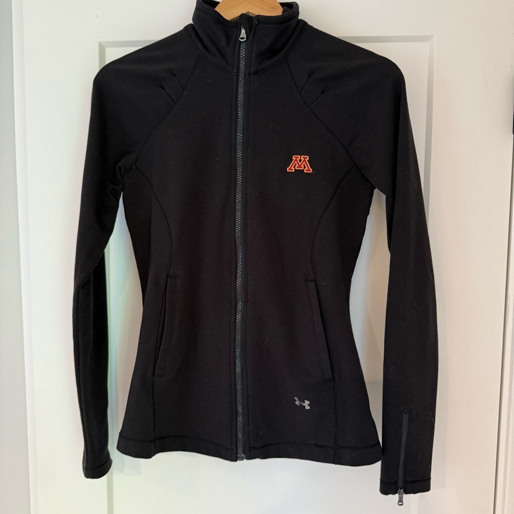 MN Gophers black womens fitted zip-up jacket by Under Armour - size medium